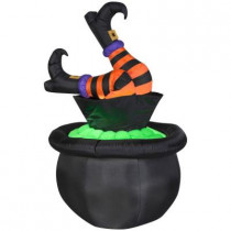 5ft. Animated Inflatable Witch Legs in Cauldron