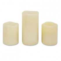 Flameless Solid Ivory Vanilla Scented LED Candle (3-Set)