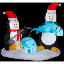 4.6 ft. H Inflatable Animated Penguins Ice Fishing