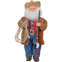15 in. Santa Watching Over the Herd with a Rope and Saddle