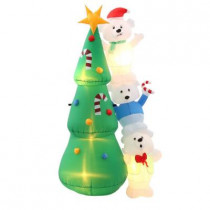 6.5 ft. H Inflatable Polar Bear Putting Star on the Tree Scene