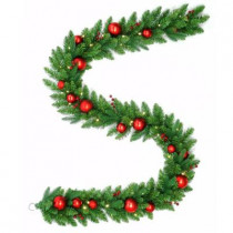 9 ft. Battery Operated Mixed Fir Artificial Garland with 50 Clear LED Lights