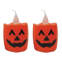 5.5 in. LED Battery Operated Orange Candle - Pumpkin (Set of 2)