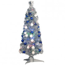 3 ft. Silver Fiber Optic Fireworks Ornament Artificial Christmas Tree