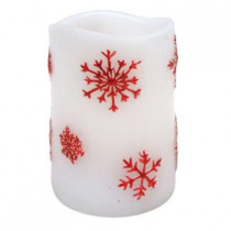 3 in. x 4 in. Flameless LED Candle Embedded Red Snowflake (2-Set)