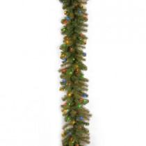 9 ft. Feel-Real Downswept Douglas Fir Artificial Garland with 100 Multi-Color Lights