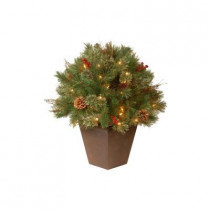 24 in. Glistening Pine Topiary Bush with 50 Clear Lights