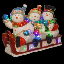 29 in. Sledding with 3 Snowmen with 48 Multi-Color LED Lights