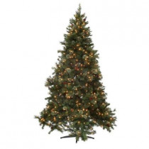 7.5 ft. Alexander Pine Quick-Set Artificial Christmas Tree with Pinecones and 700 Clear Lights