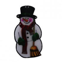 10 in. Snowman with Broom Indoor Hanging Decor with 10 LED Lights