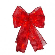 9 in. 36-Light Battery Operated LED Red Everyday Bow