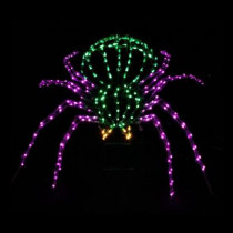 280-Light LED Green, Yellow and Purple Twinkling Spider Sculpture