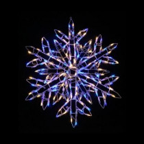 2.9 ft. 180-Light LED Warm White and Blue Twinkling Snowflake Sculpture