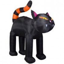 46.46 in. W x 102.36 in. D x 107.50 in. H Inflatable Airblown Black Cat with Orange Stripe Tail