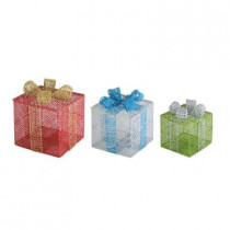 Glittered Gift Boxes Decor (Set of 3)