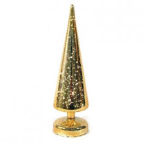 10 in. Mercury Glass LED Color Changing Glass Tree in Gold
