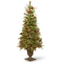4 ft. Unlit Mixed Pine Potted Artificial Christmas Tree in Dark Bronze Urn