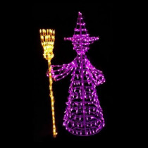 5 ft. 460-Light LED Purple and Yellow Twinkling Witch Sculpture