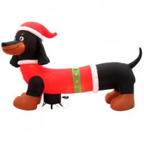 120.08 in. W x 38.58 in. D x 72.83 in. H Inflatable Dachshund in Santa Suit
