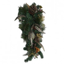 32 in. Unlit Feathers and Fruit Artificial Teardrop