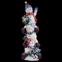 60 in. 50-Light Multi-Color LED Stacking Snowmen with Metallic Painting Finish