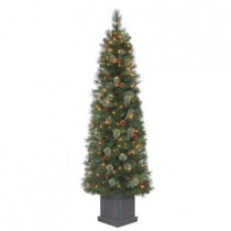 6 ft. Alexander Pine Artificial Christmas Tree with Pinecones and 150 Clear Lights