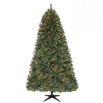 7.5 ft. Wesley Mixed Spruce Quick-Set Artificial Christmas Tree with 650 Multi-Color Lights