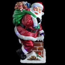 46 in. 30 Multi-Color LED Santa on Chimney with Metallic Painting Finish