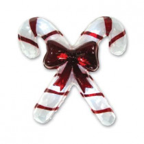 13.75 in. Battery-Operated Pure White Twinkling LED Candy Cane Icy Window Decor