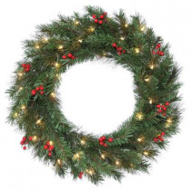 30 in. Noble Artificial Wreath with 50 Clear Lights