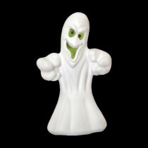 36 in. Grinning Ghost with Glowing Green Eyes
