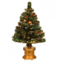 48 in. Fiber Optic Radiance Fireworks Artificial Christmas Tree and Gold Base
