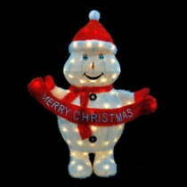 42 in. H Pre-Lit Clear Mini Light Merry Christmas Snowman