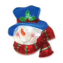 13.75 in. Battery-Operated Pure White Twinkling LED Snowman Icy Window Decor