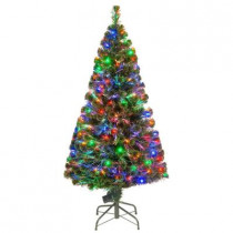 5 ft. Fiber Optic LED Evergreen Artificial Christmas Tree with 150 Multi Lights in 16 in. Folding Stand