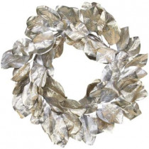 Southern Manor Collection 24 in. Platinum Magnolia Leaf Artificial Christmas Wreath