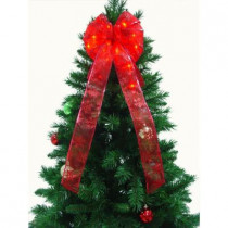 9 in. 36-Light LED Red Ribbon Bow