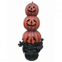 38 in. Stacked Jack-O-Lanterns Topiary with LED Lights