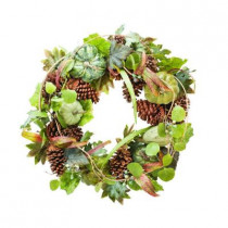 24 in. Artificial Fall Wreath with Heirloom Pumpkins