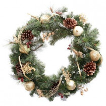 30 in. Unlit Golden Holiday Artificial Wreath