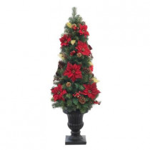 5 ft. Unlit Burgundy Poinsettia Potted Artificial Christmas Tree