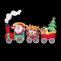 6 ft. Pre-Lit Tinsel Santa with Train Set