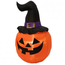 37.40 in. W x 33.46 in. D x 60 in. H Inflatable Airblown Outdoor Pumpkin with Witch Hat