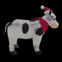 36 in. Pre-Lit Cow with Santa Hat