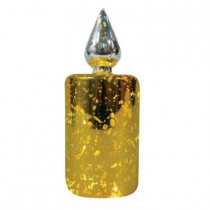 7 in. Mercury Glass LED Color Changing Glass Candle in Gold