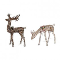 34 in. Grapevine Grazing Doe with Animation + 60 in. Grapevine Standing Deer with Animation