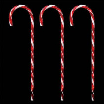 27 in. Lighted Red Candy Cane Pathway Markers (Set of 3)
