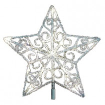 12 in. 18-Light LED Silver Acrylic Five Star Tree Topper