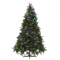 7.5 ft. Downswept Denison Pine Quick-Set Artificial Christmas Tree with 550 9-Function LED Lights and Remote Control
