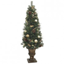 5 ft. Unlit Golden Holiday Mixed Pine Potted Artificial Christmas Tree